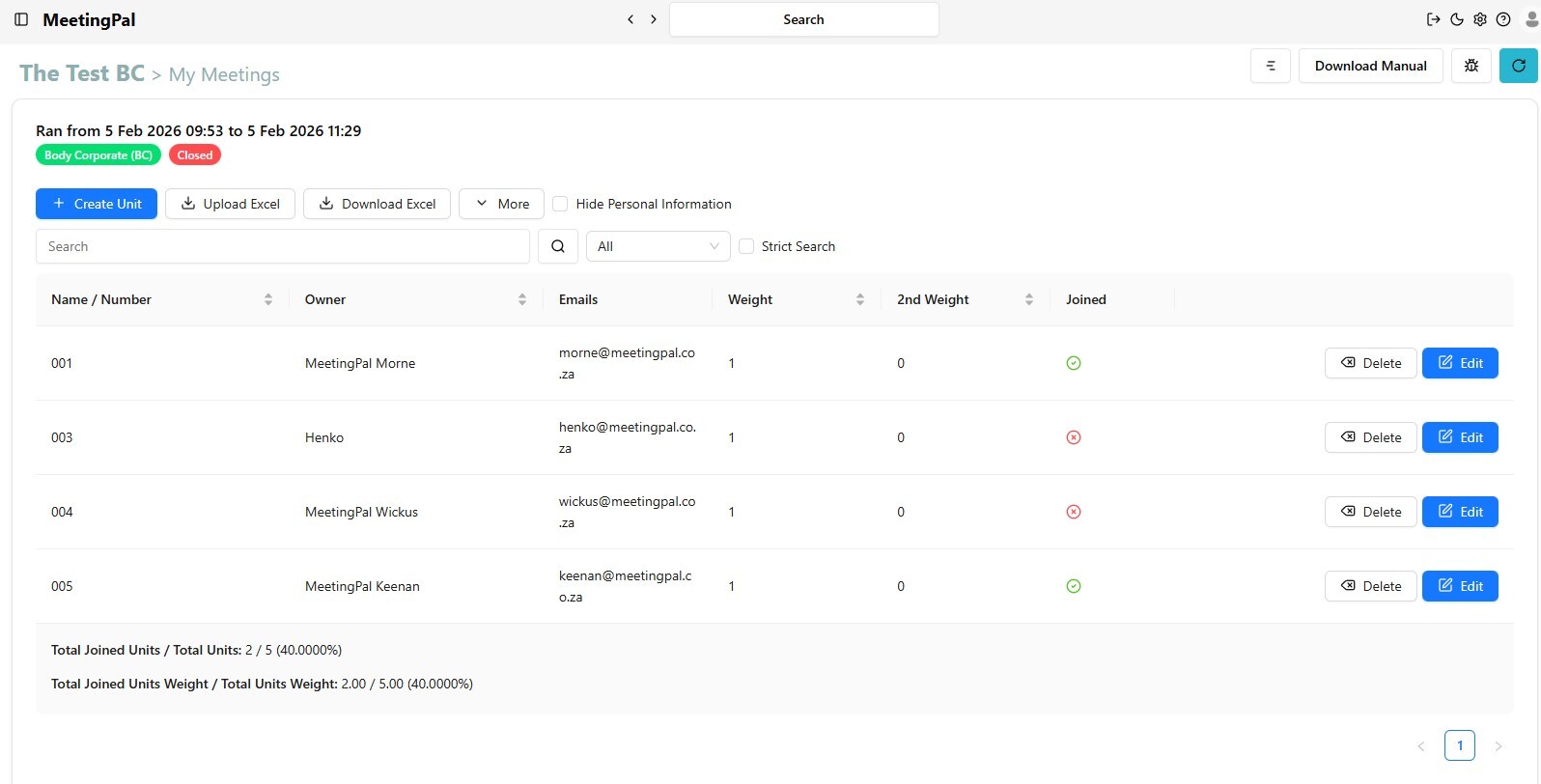 Please ensure you have a stable internet connection. If you do, consider downloading a new manual from admin.meetingpal.app