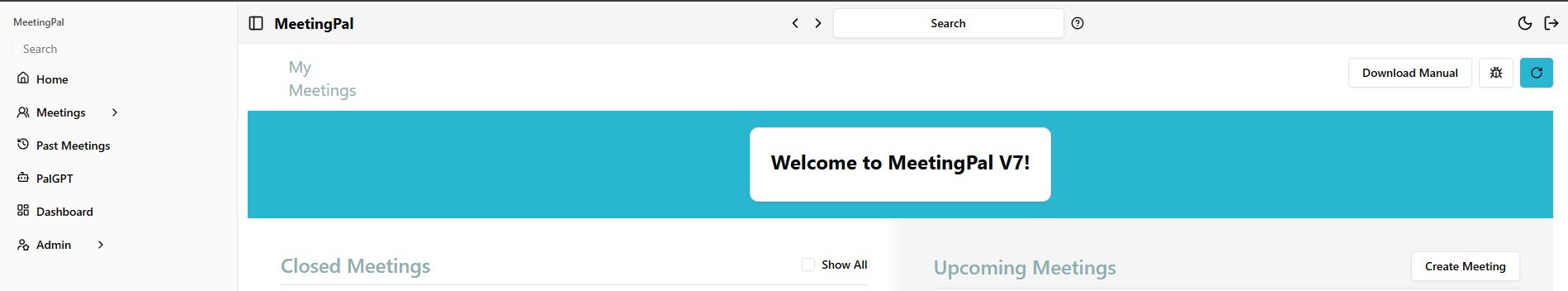 Please ensure you have a stable internet connection. If you do, consider downloading a new manual from admin.meetingpal.app