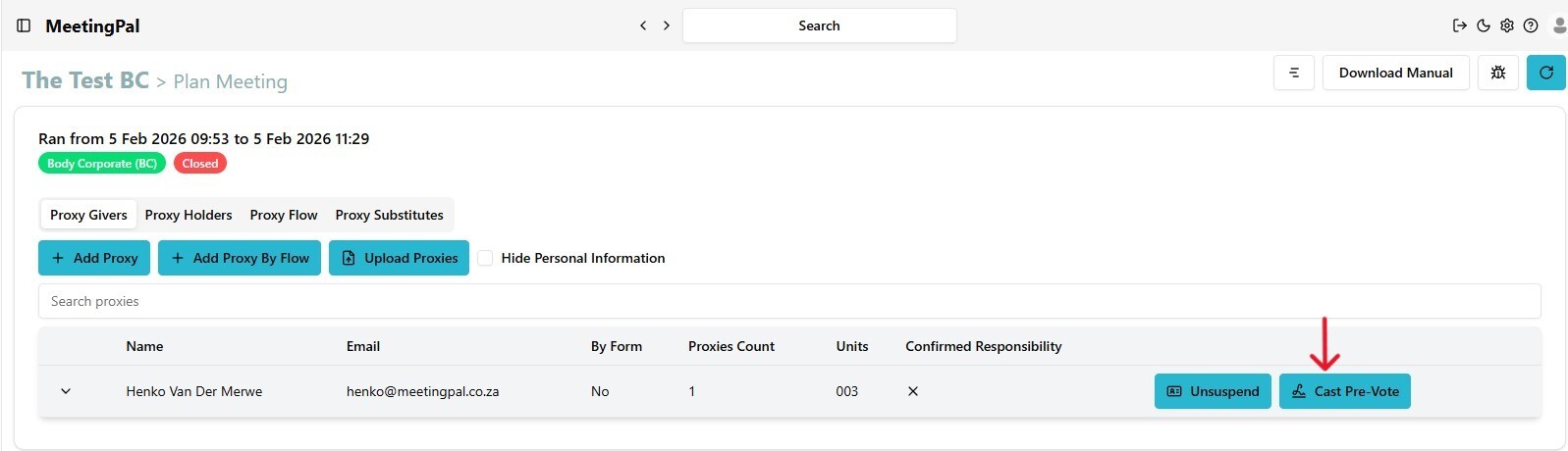 Please ensure you have a stable internet connection. If you do, consider downloading a new manual from admin.meetingpal.app