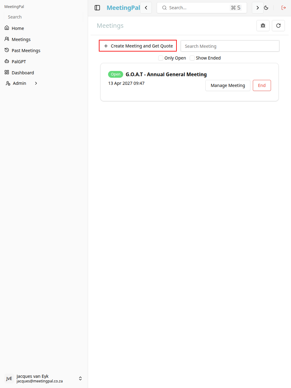 Please ensure you have a stable internet connection. If you do, consider downloading a new manual from admin.meetingpal.app