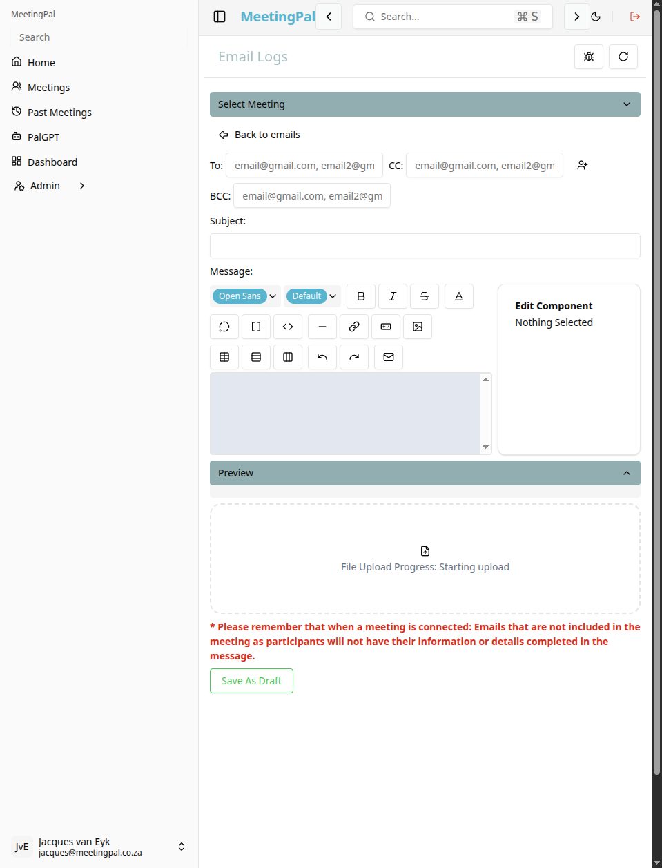 Please ensure you have a stable internet connection. If you do, consider downloading a new manual from admin.meetingpal.app