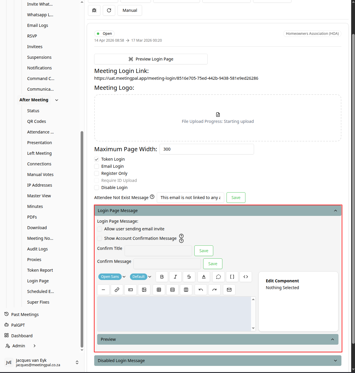 Please ensure you have a stable internet connection. If you do, consider downloading a new manual from admin.meetingpal.app