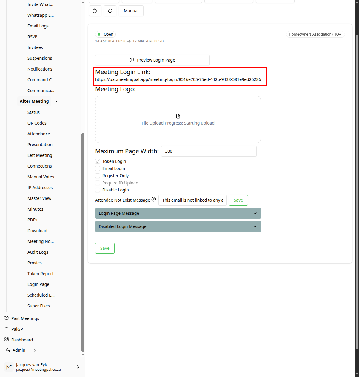 Please ensure you have a stable internet connection. If you do, consider downloading a new manual from admin.meetingpal.app