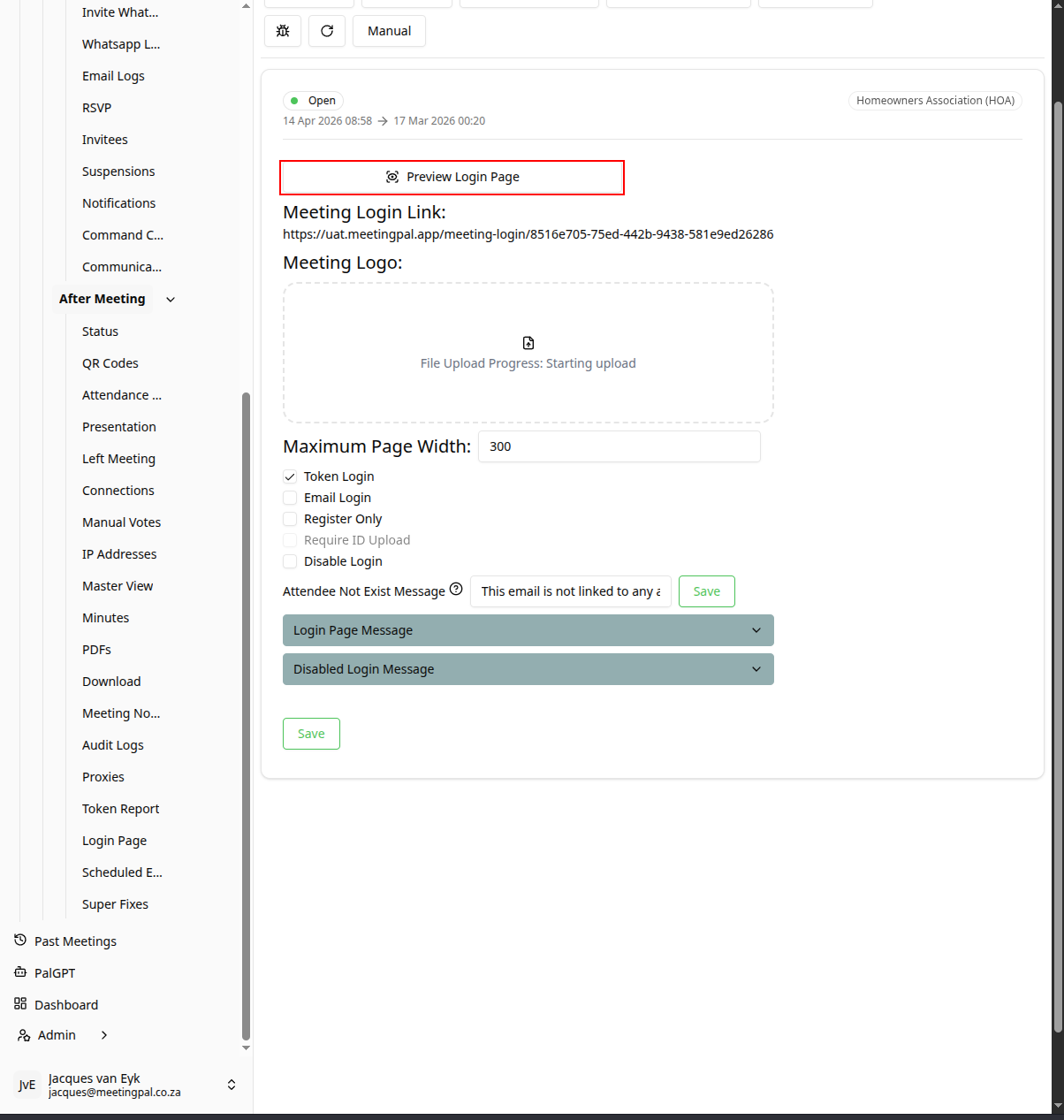 Please ensure you have a stable internet connection. If you do, consider downloading a new manual from admin.meetingpal.app