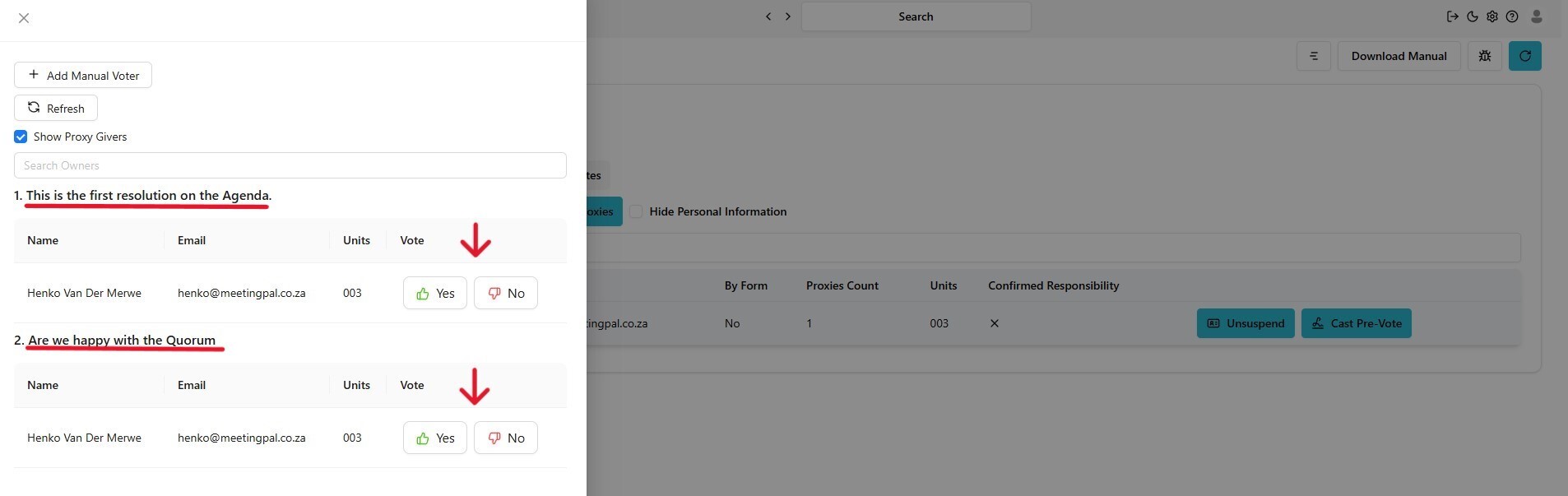 Please ensure you have a stable internet connection. If you do, consider downloading a new manual from admin.meetingpal.app
