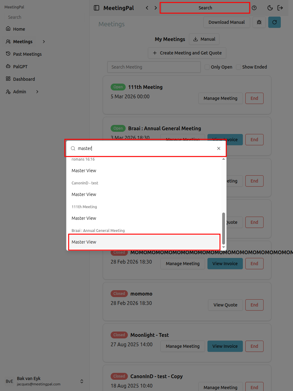 Please ensure you have a stable internet connection. If you do, consider downloading a new manual from admin.meetingpal.app