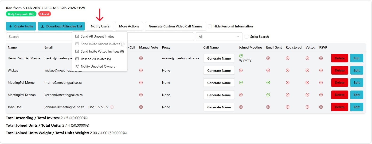 Please ensure you have a stable internet connection. If you do, consider downloading a new manual from admin.meetingpal.app