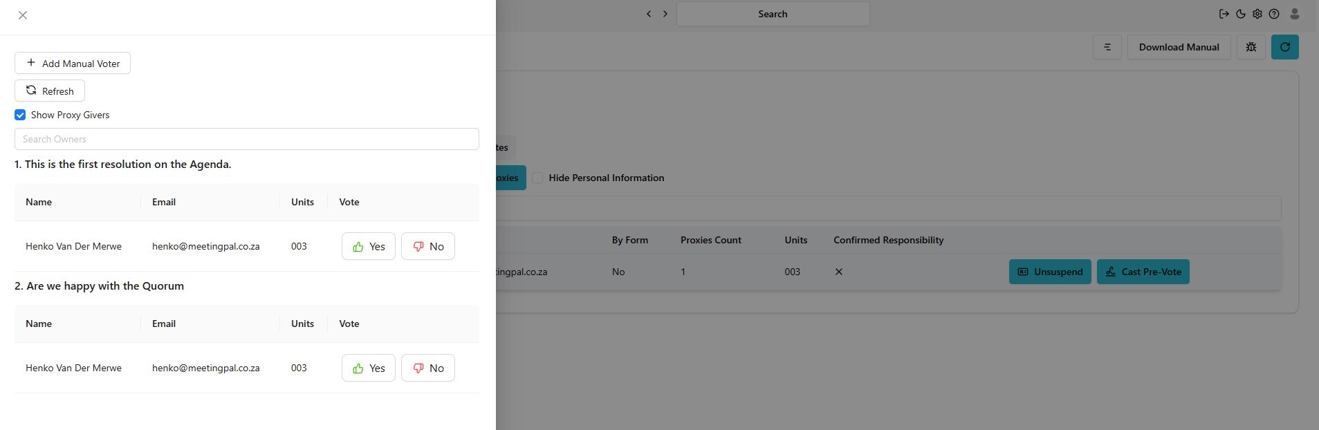 Please ensure you have a stable internet connection. If you do, consider downloading a new manual from admin.meetingpal.app
