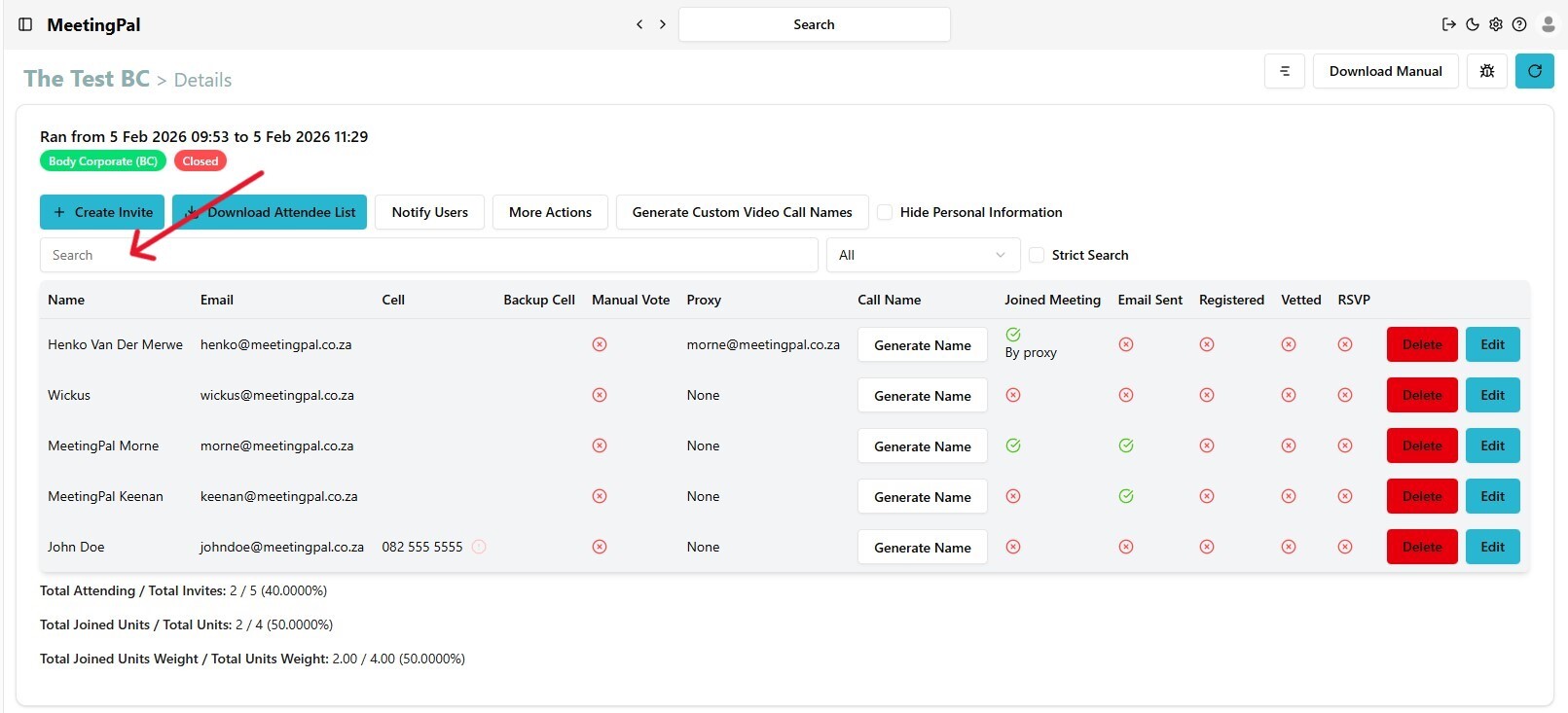 Please ensure you have a stable internet connection. If you do, consider downloading a new manual from admin.meetingpal.app