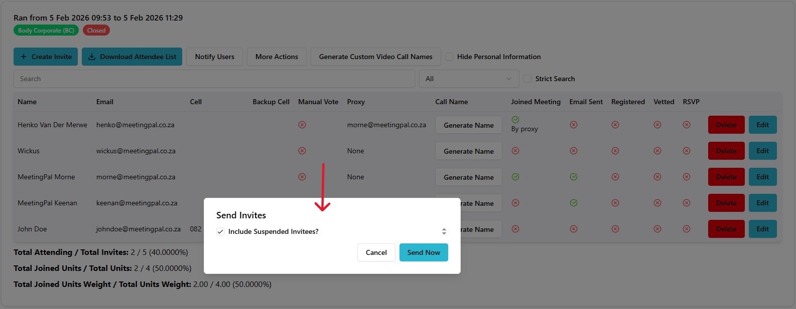 Please ensure you have a stable internet connection. If you do, consider downloading a new manual from admin.meetingpal.app