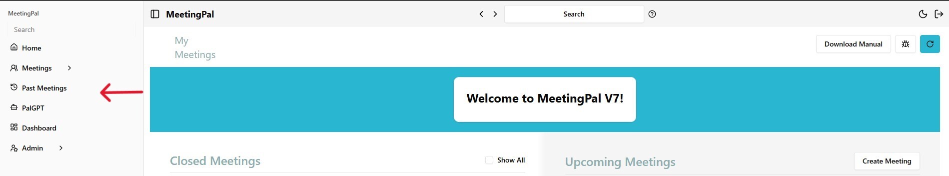 Please ensure you have a stable internet connection. If you do, consider downloading a new manual from admin.meetingpal.app