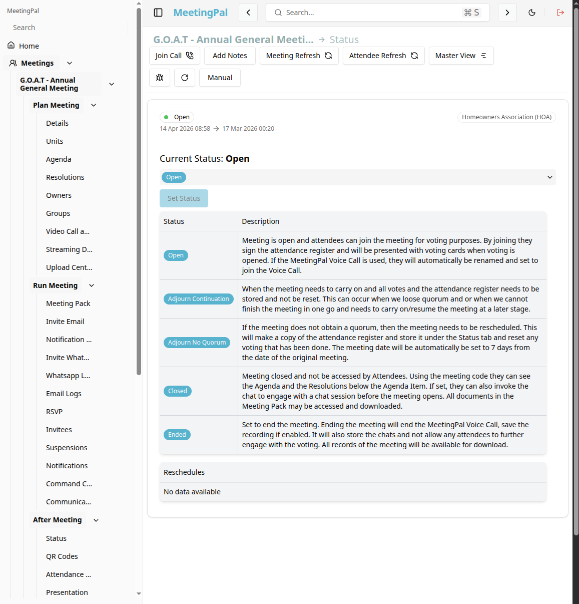 Please ensure you have a stable internet connection. If you do, consider downloading a new manual from admin.meetingpal.app