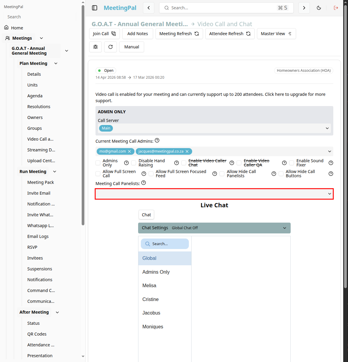 Please ensure you have a stable internet connection. If you do, consider downloading a new manual from admin.meetingpal.app